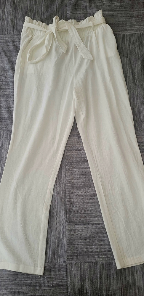 Large light Cream/white color paper bag pants